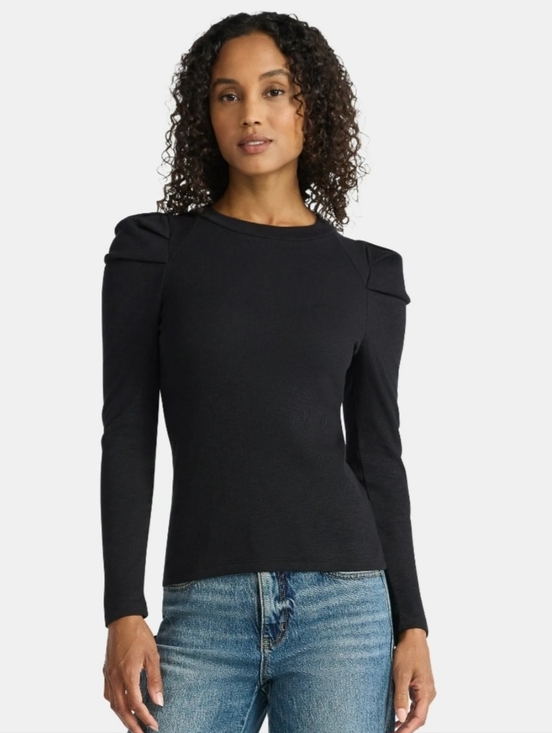 Time and Tru Tops - Time and Tru Black Puff Shoulder Long Sleeve Blouse Women's Size XL (16-18) NEW
